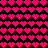 Pixelated heart pattern with gradient color shift from bright pink to dark magenta on black background.