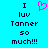Pixelated text on cyan background with pink heart symbol above 'luv' in left ; identical right shows static version