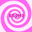Four identical pink and white spiral patterns arranged in a , each containing the text 'Ellan3' in purple pixelated font