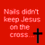 Four- with religious text and imagery: red shows "Nails didn't keep Jesus on the cross..." plus black cross; top-right has silhouette church at sunset; bottom-left features glowing cross; pink states "His love for you did."