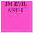 A 4x3 contact sheet of an animated icon showing a yellow cartoon bunny on a red background in the bottom-right frame, with pink frames containing text "IM EVIL AND I KNOW IT" elsewhere.