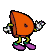16 cartoon D-shaped characters in various colors, each with arms, legs, and a white-gloved hand, standing against a gray background
