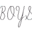 Pixelated text animation showing 'BOY' in gray and 'ugh...' in purple with three dots on white background.