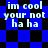 Blue and black pixelated background with white text reading "im cool your not ha ha" in four repeated sections.