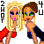 Pixel art buddy icon featuring two cartoon women with exaggerated features, one blonde in red outfit and one brown-haired in blue/black outfit, flanking text "2SHOT" on left and "4U" on right against white background.
