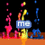 Four distinct pixelated text arranged in a , each with unique color schemes and backgrounds