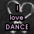six silhouetted figures in various poses against colored backgrounds with text reading "I love DANCE" on the top-left