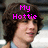 Pixelated image of a person with dark curly hair and pink text reading 'My Hottie' overlaid on the head.