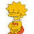 Pixelated yellow cartoon character with spiky hair, closed eyes, and a red dress against white background.