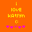 Yellow text on orange background reads 'i LOVE KATLYN :', with pink asterisks below; one asterisk changes color between frames.