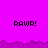 Pixelated image with bright magenta background and dark purple jagged border, displaying five instances of 'RAW!' text in black pixel font.