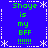 Blue background with green text reading "Shaye is my BFF !!!!!" repeated in four quadrants, bordered by white pixelated snowflakes and dashed lines.