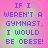 Four identical of pixelated purple text on a pink-to-green gradient background, each reading "IF I WEREN'T A GYMNAST, I WOULD BE OBESE!"