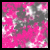 Animated pink and gray pixelated background with sequential text changes from 'Whispers' to 'hello', then adding 'miss', 'ix', 'quite', and finally 'terribly' in black lowercase letters.