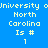 Pixelated text displays 'University of North Carolina Is # 1' in four quadrants with varying blue backgrounds.