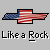 Pixelated graphic of a Chevrolet bowtie logo with American flag pattern and 'Like a Rock' text below on gray background.