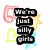 Two side-by-side pixelated text stacks with pink, yellow, and cyan decorative elements on a white background.