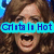 A pixelated image of a woman with brown curly hair, showing three views of her face with mouth open in a scream, one with blue text overlay.