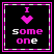 A contact sheet of five animated frames showing pixel art icons with text and heart symbols on black or white backgrounds, each framed by a pink-and-white checkered border.