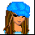 A 4-frame pixel art contact sheet showing a cartoon girl in blue attire with a beret, holding a basket and displaying text "In Love" across frames.