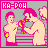 Pixelated animation of two figures with pink hair, one punching the other's face under 'KA-POW' text.