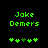 Green pixelated text 'Jake Demers' above four green heart symbols on a black background, with one heart changing color between frames.