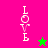 Vertical 'LOVE' text with pixelated white letters on pink and green backgrounds, each paired with a star icon in corresponding color.