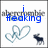 Animated icon with blue text changing between 'i freaking' and 'love', two linked hearts, a dark animal figure, and grayed-out background text.