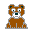 Two pixelated brown dog icons with gray outlines, one showing teeth and the other a red tongue.