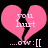 A pink broken heart with white text inside and a black background, showing two nearly identical frames with minor pixel differences.