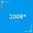 Blue background with repeating white pixelated text '2008*' and star-and-dot patterns in a