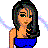 Pixel art buddy icon featuring two cartoon characters and a logo with blue border, set against white background with purple wave effects.