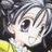 A 48x48 pixel buddy icon featuring a close-up of an anime-style character's face on the left and text elements on the right against a black background.