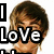 A pixelated image of a person with brown hair and light skin, showing three views: one with 'LOVE' text over the face, one smiling without text, and another smiling view below.