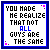 Two side-by-side pixelated text icons with blue and purple borders displaying identical phrases, differing only in border color and accent colors.