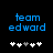 Blue pixelated text 'team edward' above five star icons on black background, with one grayed-out star in different positions across frames.