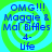 Four identical pixelated icons arranged in a , each displaying blue text on a green and cyan spiral background
