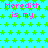A static image with a bright cyan background covered in green star patterns, displaying repeated pink text "Meredith is my" across the top and middle sections.