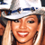 Animated contact sheet of a celebrity icon with two visible frames showing slight facial expression changes and a separate text logo on blue background.