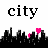 Pixelated cityscape with black buildings, pink and yellow lights, and 'city' and 'lights' text above.