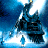 Pixelated blue-toned image showing a dark silhouette of a figure with raised arm against a gradient background, with a smaller blue figure below.