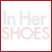 Six- with text and images: 'In Her SHOES' in gray and red, a woman's face, and 'OCT 7, 2005' in red
