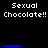 Pixelated text "Sexual Chocolate!!" repeated across a black background with blue horizontal bars.