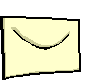 A sequence of pixelated envelope icons in various orientations showing front, side, and back views with sealed flaps and address fields.