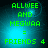 Green pixelated text reads 'ALLWEE AND MEGWAA = FRIENDS 4' on a blue gradient background with subtle light effects.