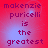Red background with purple text reading 'makenzie puricelli is the greatest' in pixelated font, four identical arranged in a