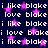 Dark blue background with repeated white text 'i like blake' and 'love blake' surrounded by pink star shapes.