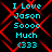 Cyan text reading "I Love Jason Soooo Much (333)" on black background with red geometric lines, repeated in a pattern
