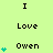 Animated sequence showing text and heart symbols changing on a light green background with black text.