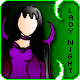 identical cartoon-style icons featuring a faceless character with long black hair, purple top, and dark shoulder accents against green background